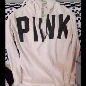 VS PINK long sleeve V cut hooded shirt